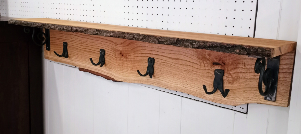 Live edge wall shelf with hooks – Main Street Trader